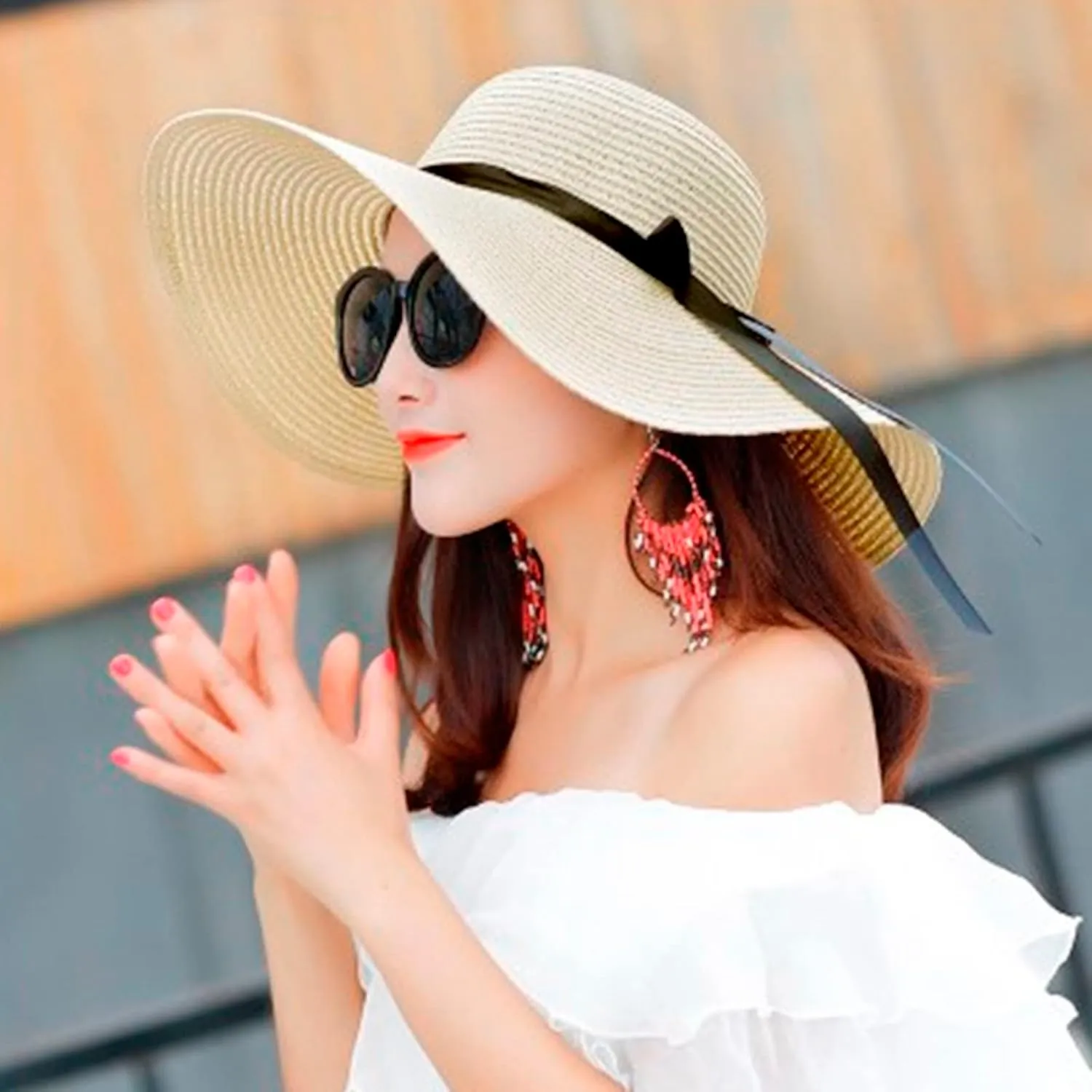 Women Big Brim Straw Hat Sun Floppy Wide Brim Hats Bowknot Folding Beach Cap Big Brimmed Hat Men