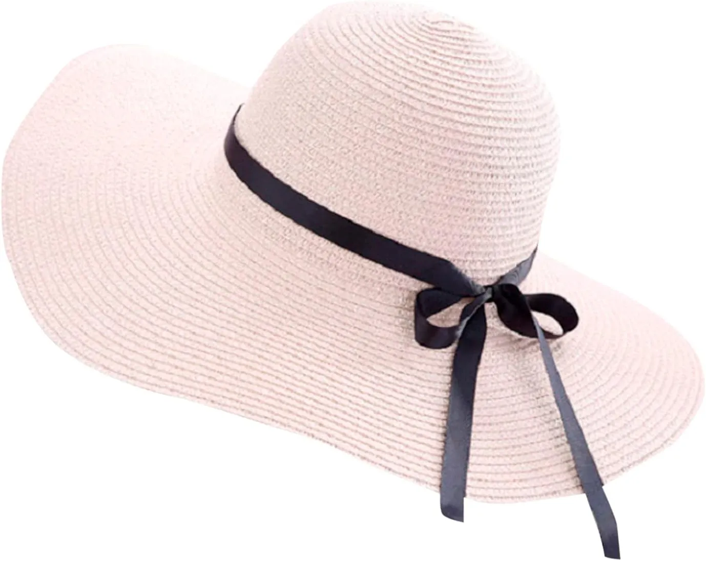 Women Big Brim Straw Hat Sun Floppy Wide Brim Hats Bowknot Folding Beach Cap Big Brimmed Hat Men