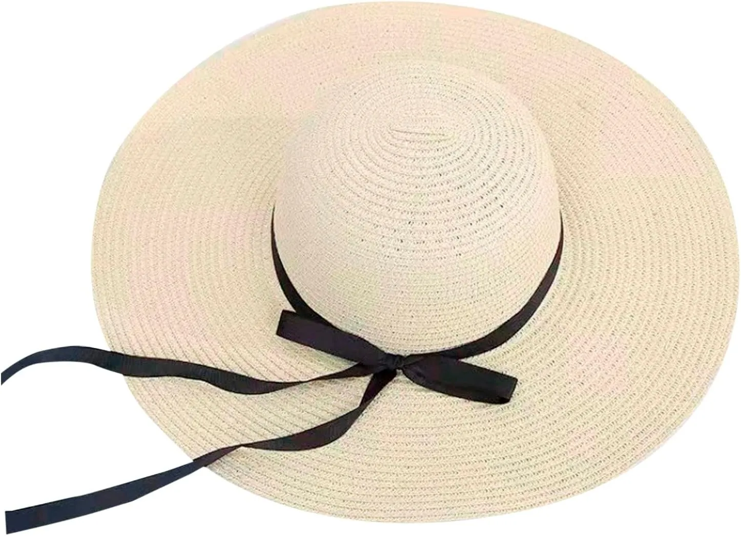 Women Big Brim Straw Hat Sun Floppy Wide Brim Hats Bowknot Folding Beach Cap Big Brimmed Hat Men