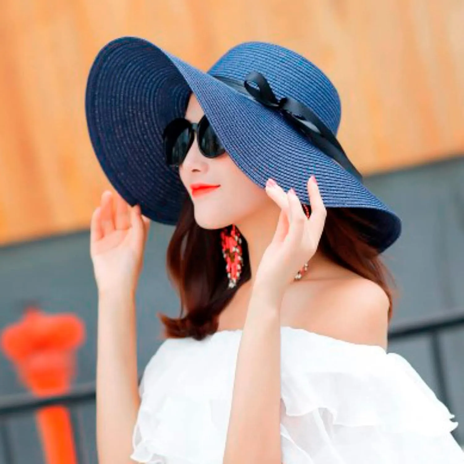 Women Big Brim Straw Hat Sun Floppy Wide Brim Hats Bowknot Folding Beach Cap Big Brimmed Hat Men