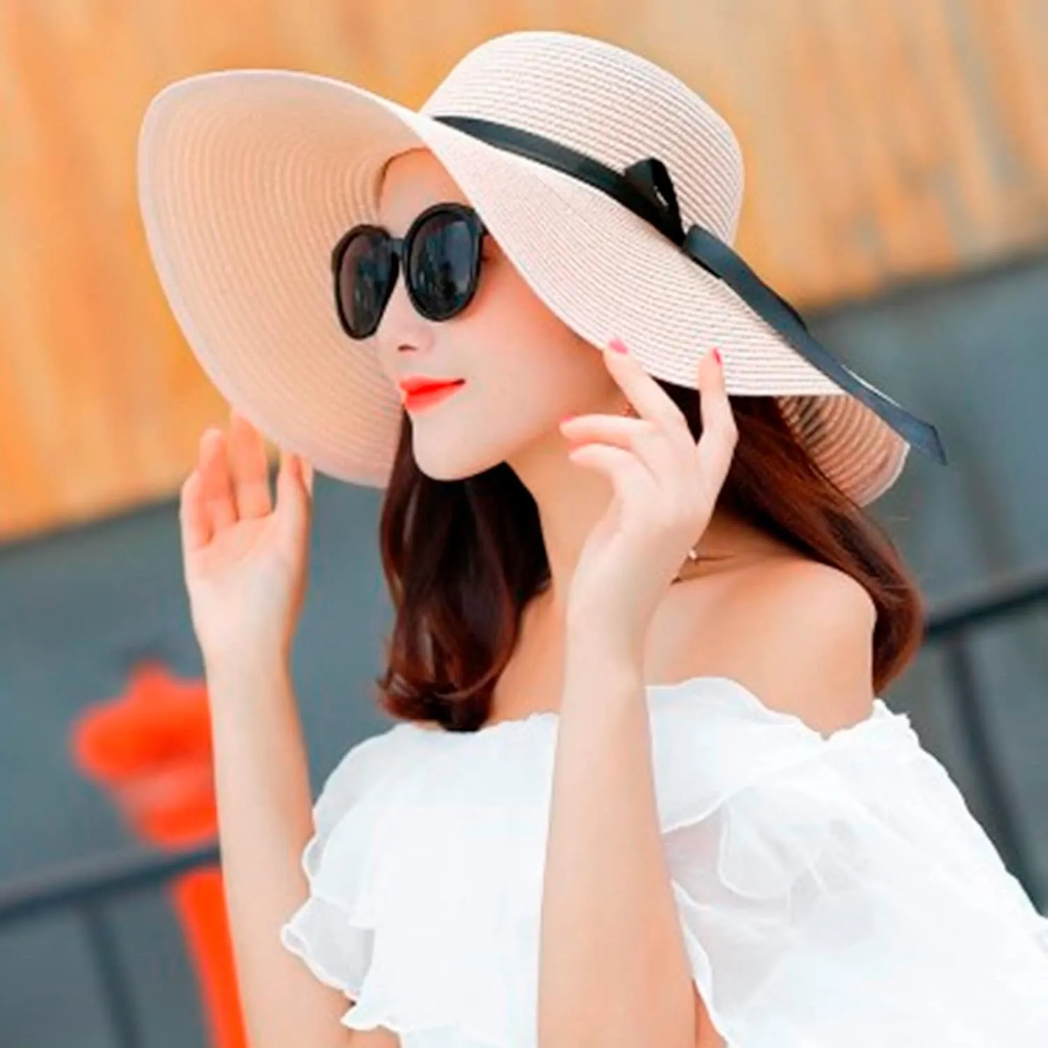 Women Big Brim Straw Hat Sun Floppy Wide Brim Hats Bowknot Folding Beach Cap Big Brimmed Hat Men