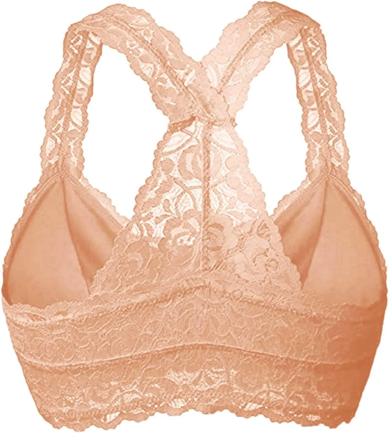 Women Floral Lace Bralette Padded Breathable Sexy Racerback Lace Bra Unpadded Unlined Wireless Pajamas Vest Lingerie