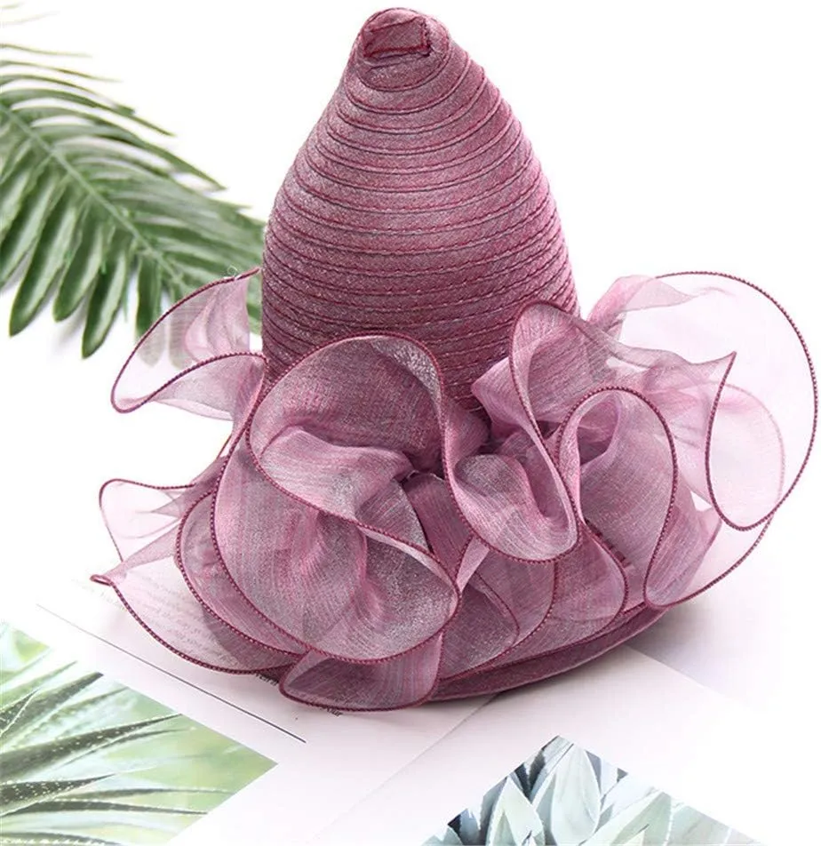 Women Organza-Kentucky Sun Hat Bridal Bow Flower Church-Derby Fascinators Bowler-Hat Wide Brim Wedding Party Cocktail