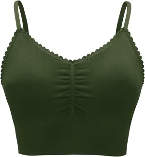 Women Plus Size Spaghetti Strap Cami Sport Bras Push Up Crop Tops Breathable Casual Yoga Cami Tank Tops with Pad