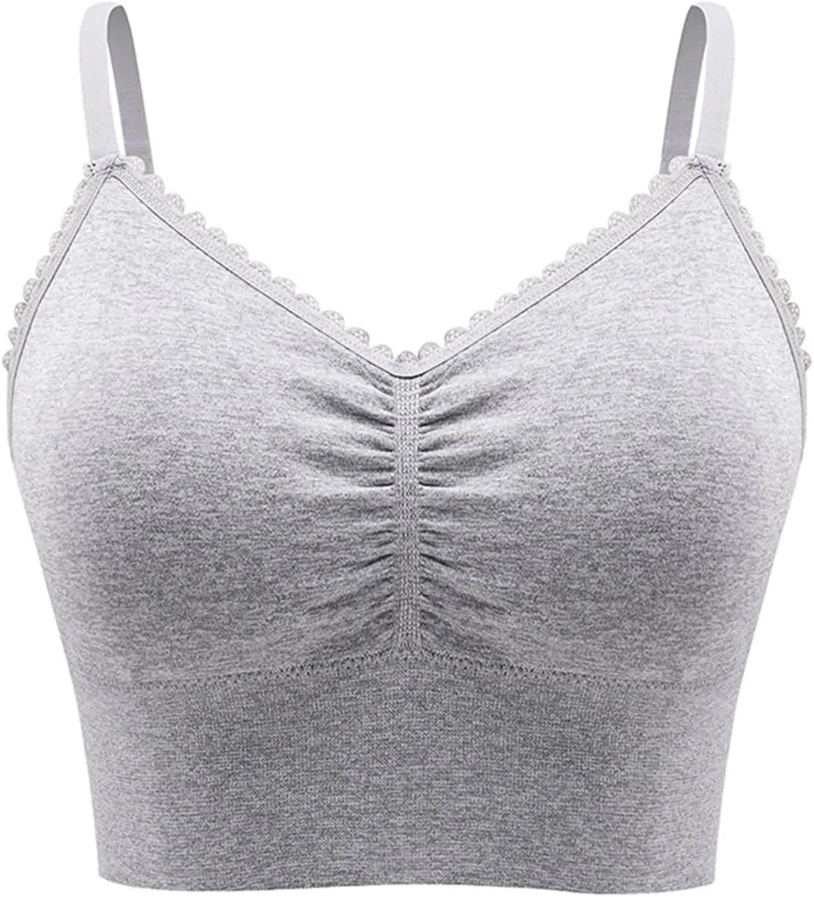 Women Plus Size Spaghetti Strap Cami Sport Bras Push Up Crop Tops Breathable Casual Yoga Cami Tank Tops with Pad