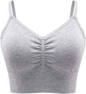 Women Plus Size Spaghetti Strap Cami Sport Bras Push Up Crop Tops Breathable Casual Yoga Cami Tank Tops with Pad