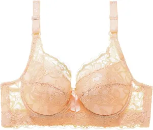 Women Sexy Lace Bras for Women, Lace Plus Size Full Coverage Underwire Unlined Bralette with Support Everyday Bras