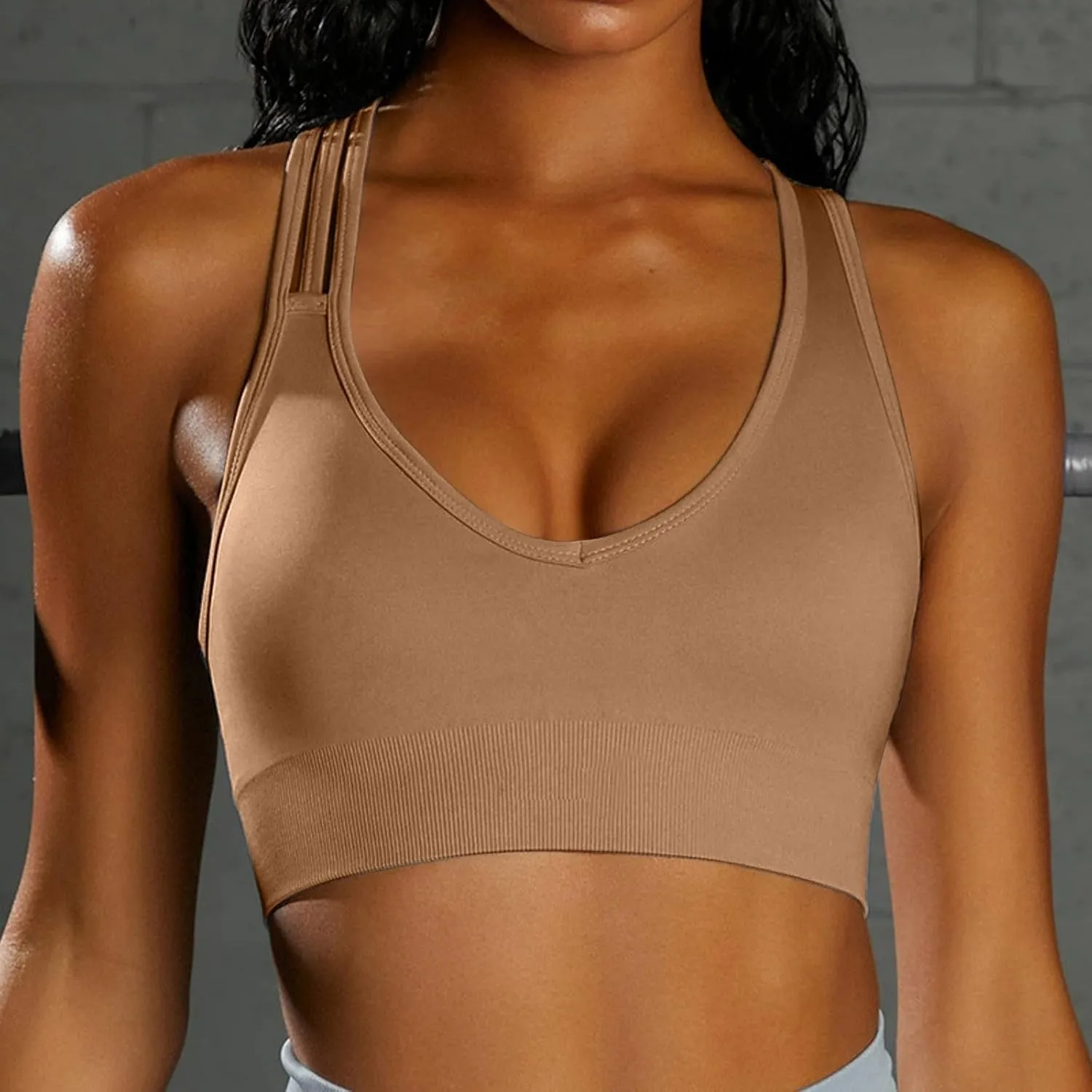 Women Sports Bra High Support Summer Padded Wirefree Bras Breathable Full Coverage Bra Work Out Yoga Underwear