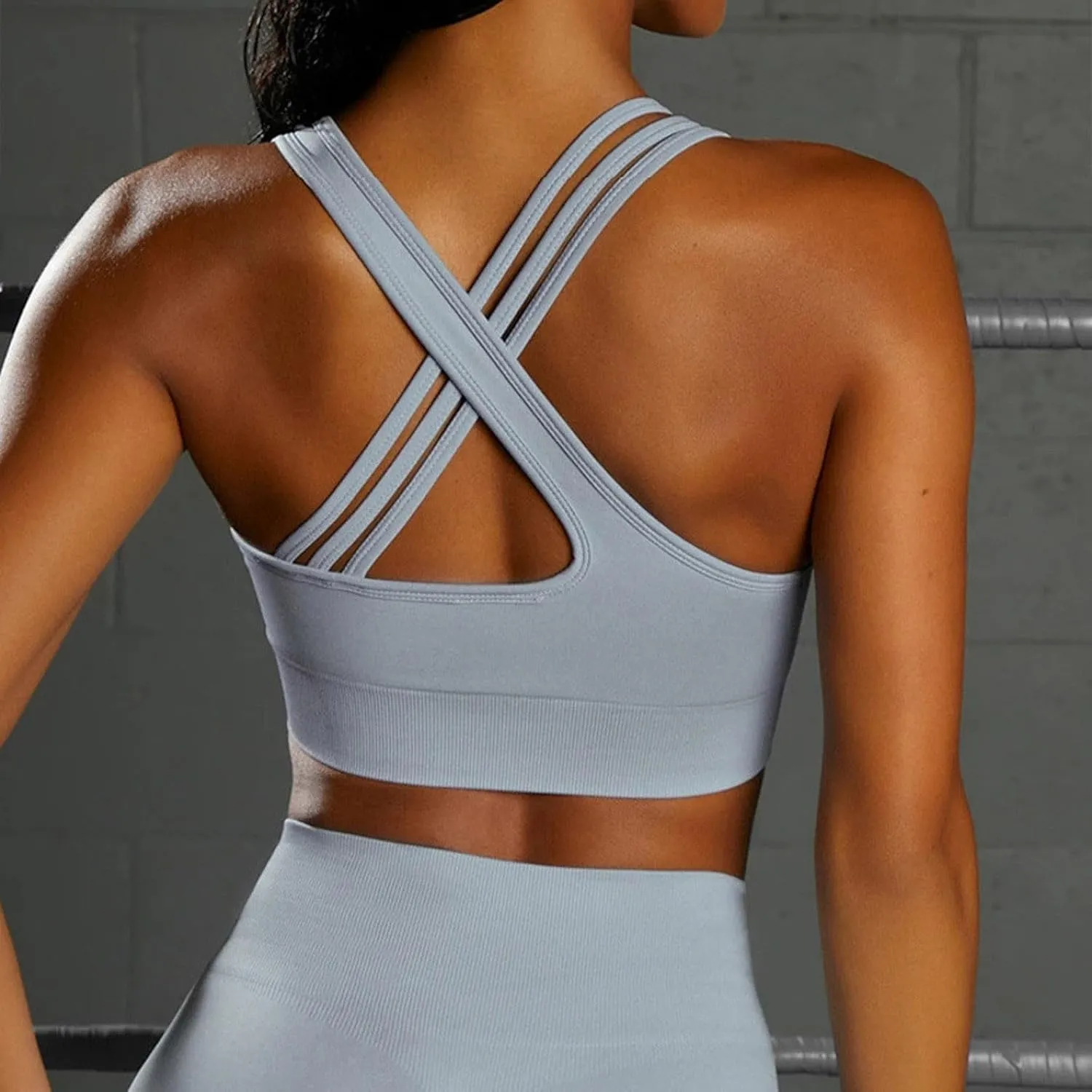 Women Sports Bra High Support Summer Padded Wirefree Bras Breathable Full Coverage Bra Work Out Yoga Underwear