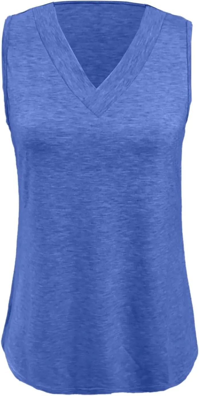 Women Tank Tops 2025 Comfy T Shirts Dressy Sleeveless V Neck Summer Loose Fit Tank Tops Tees