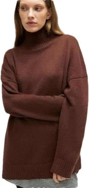 Women Turtleneck Knitted Sweater Oversized Loose Basic Thick Warm Pullover Basic Knitwear