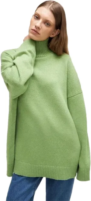 Women Turtleneck Knitted Sweater Oversized Loose Basic Thick Warm Pullover Basic Knitwear