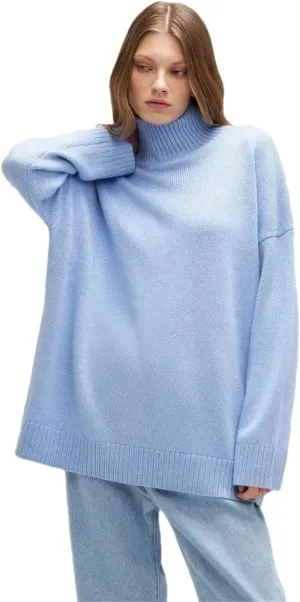 Women Turtleneck Knitted Sweater Oversized Loose Basic Thick Warm Pullover Basic Knitwear