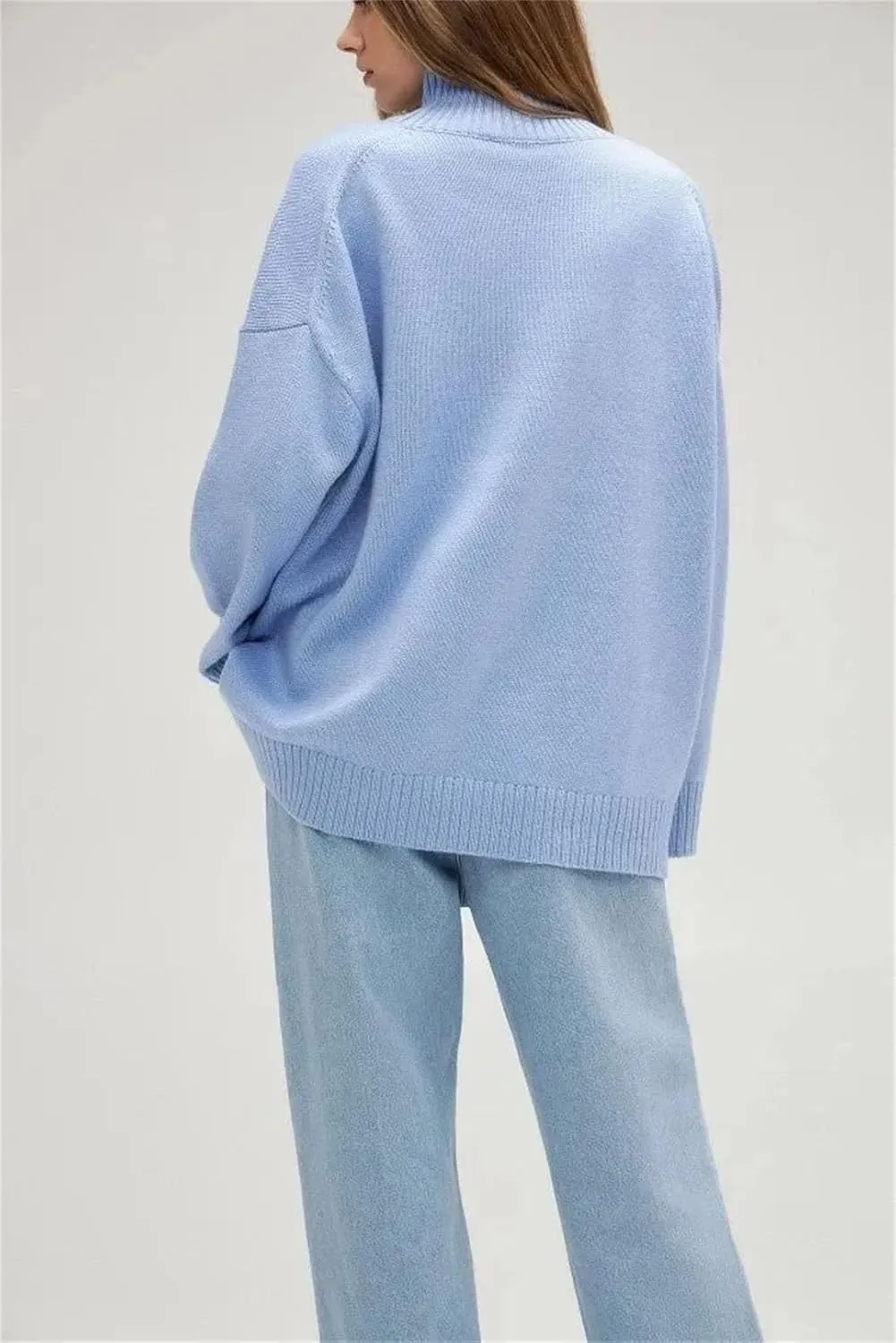 Women Turtleneck Knitted Sweater Oversized Loose Basic Thick Warm Pullover Basic Knitwear