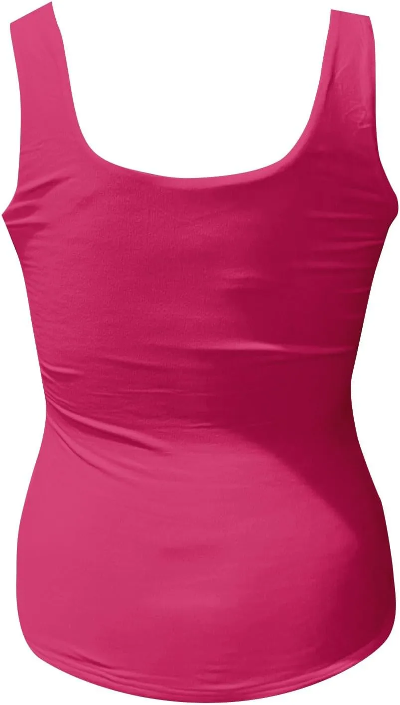 Women's Basic Double Lined Scoop Neck Tank Tops Camisole Tank Summer Sleeveless Tank Tops Basic Shirt