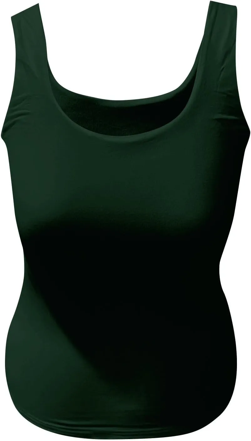 Women's Basic Double Lined Scoop Neck Tank Tops Camisole Tank Summer Sleeveless Tank Tops Basic Shirt