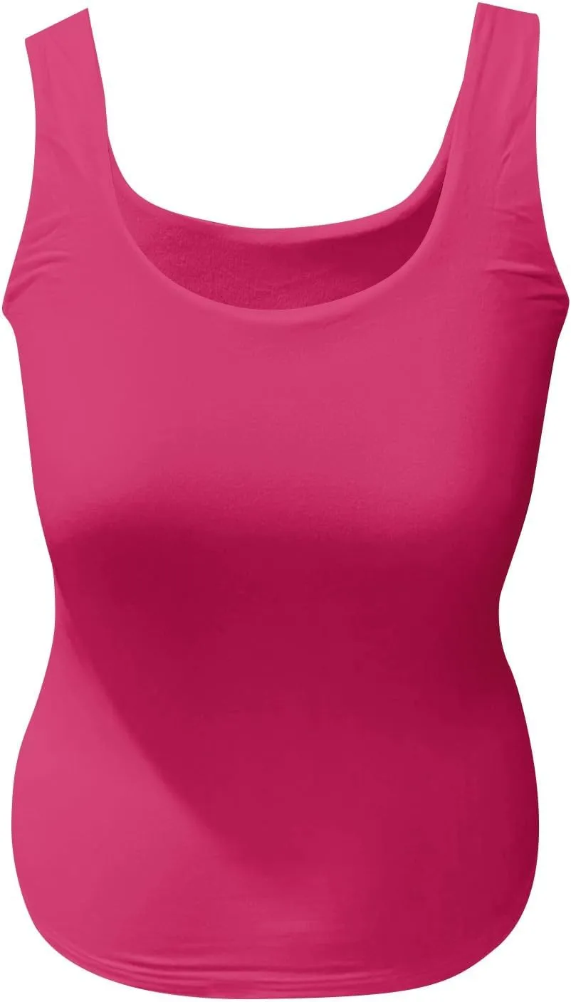 Women's Basic Double Lined Scoop Neck Tank Tops Camisole Tank Summer Sleeveless Tank Tops Basic Shirt