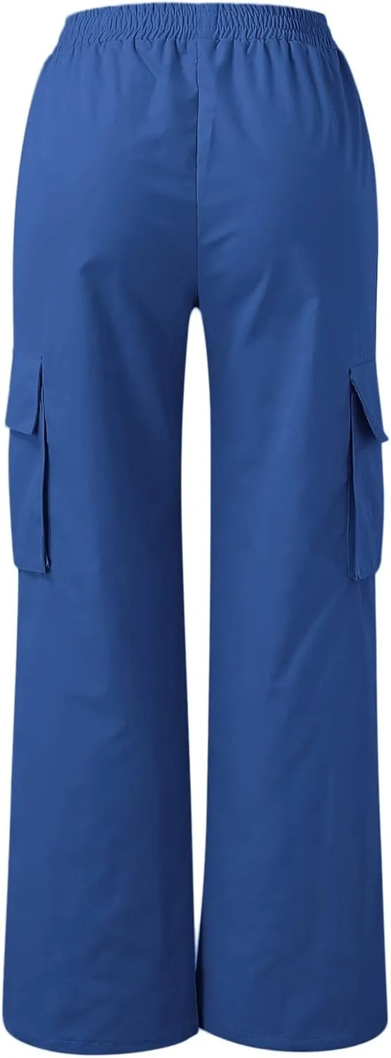 Women's Belt Less High Waisted Wide Leg Trousers Straight Leg Relaxed Style Casual Trousers Velour