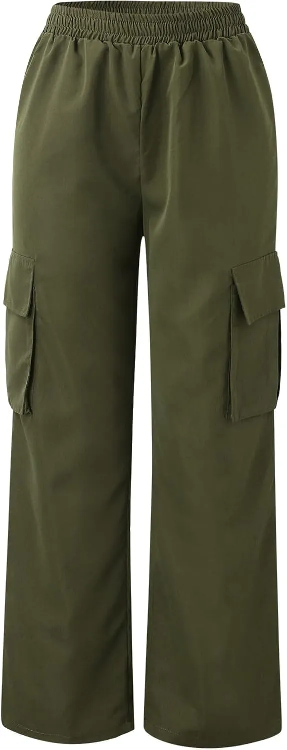 Women's Belt Less High Waisted Wide Leg Trousers Straight Leg Relaxed Style Casual Trousers Velour