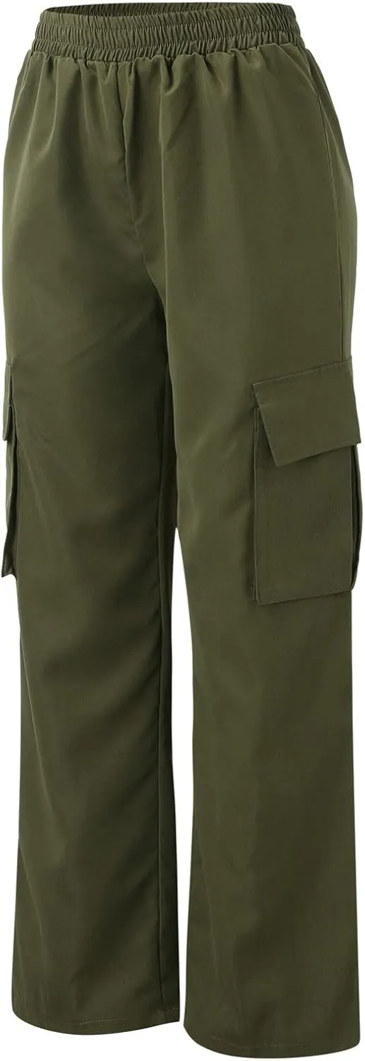 Women's Belt Less High Waisted Wide Leg Trousers Straight Leg Relaxed Style Casual Trousers Velour
