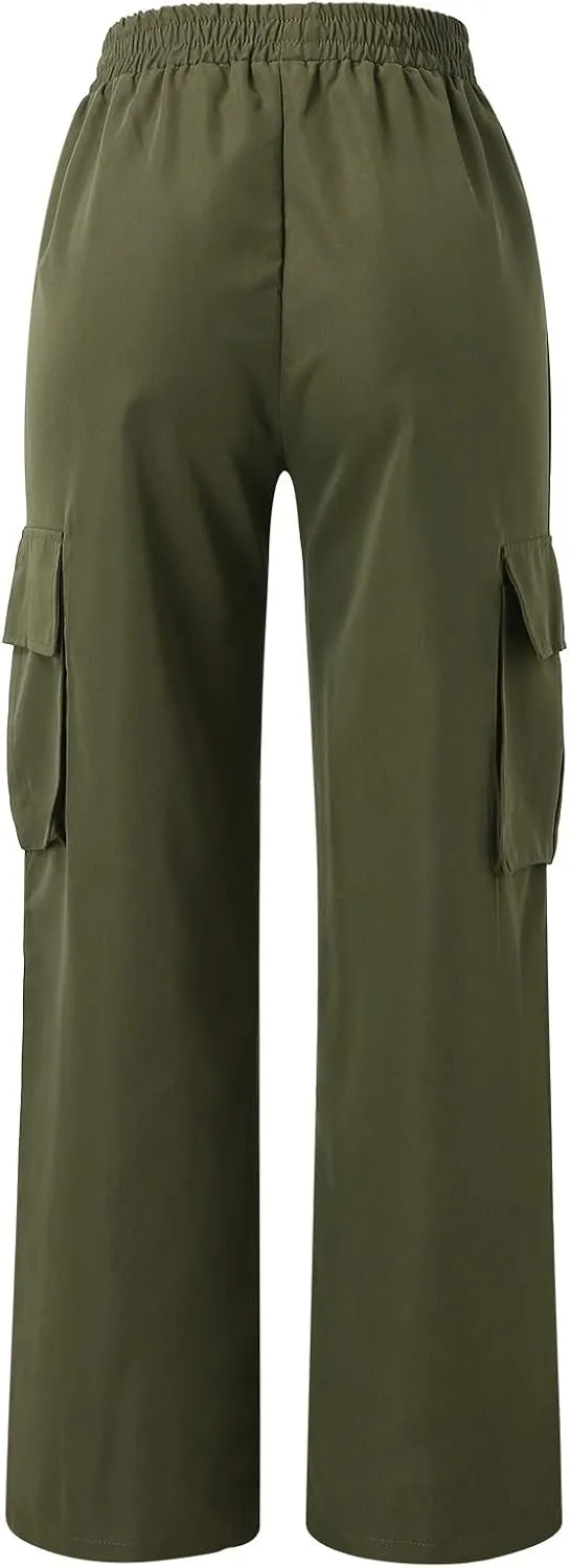 Women's Belt Less High Waisted Wide Leg Trousers Straight Leg Relaxed Style Casual Trousers Velour