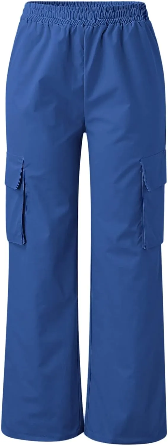 Women's Belt Less High Waisted Wide Leg Trousers Straight Leg Relaxed Style Casual Trousers Velour