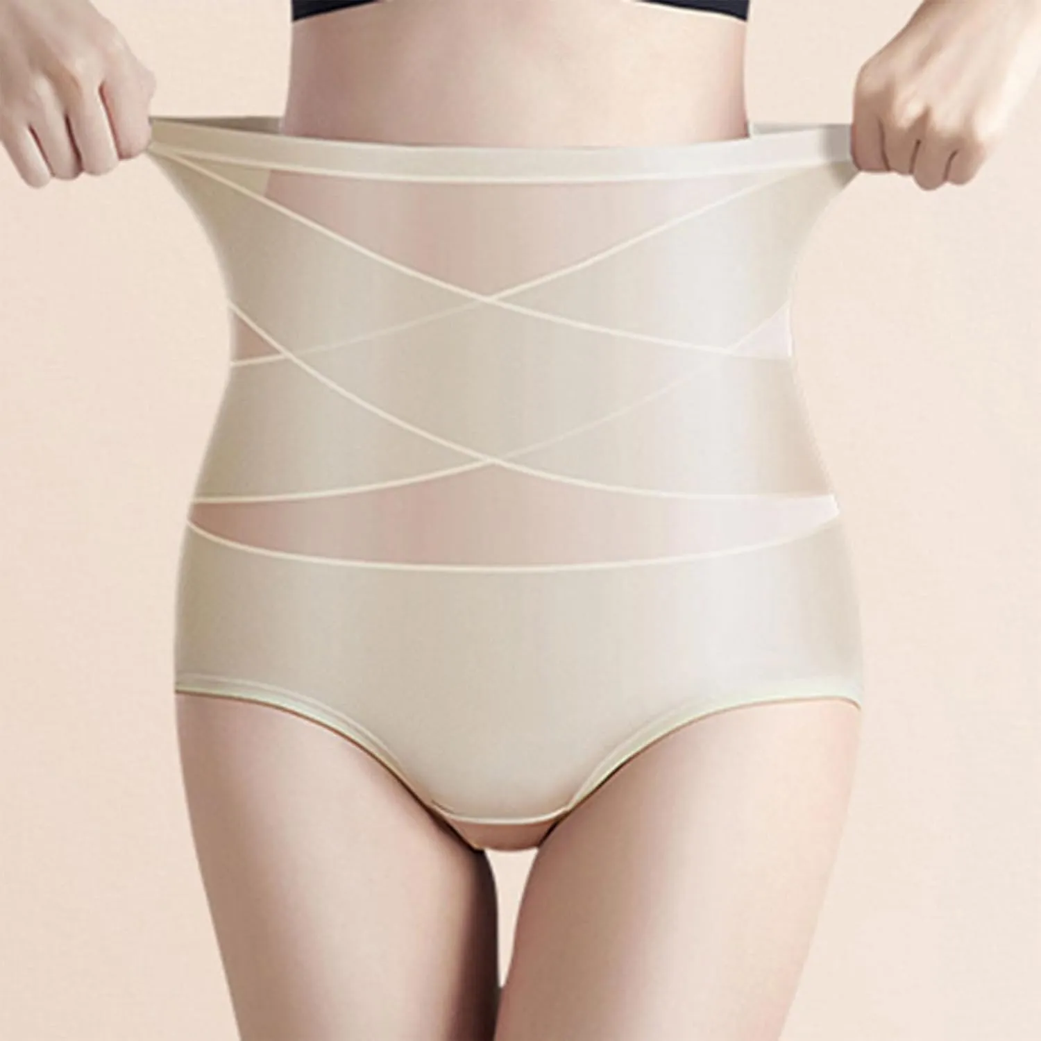 Womens Body Shaping Underwear Panty Thin Breathable Bandage High Waist Ice Silk Abdomen Boyshorts Briefs Underpant