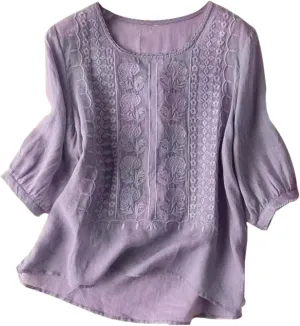 Women's Button Down Shirt V Neck Long Sleeve Linen Summer Casual Business Blouses Top Loose Fit Tee Shirts