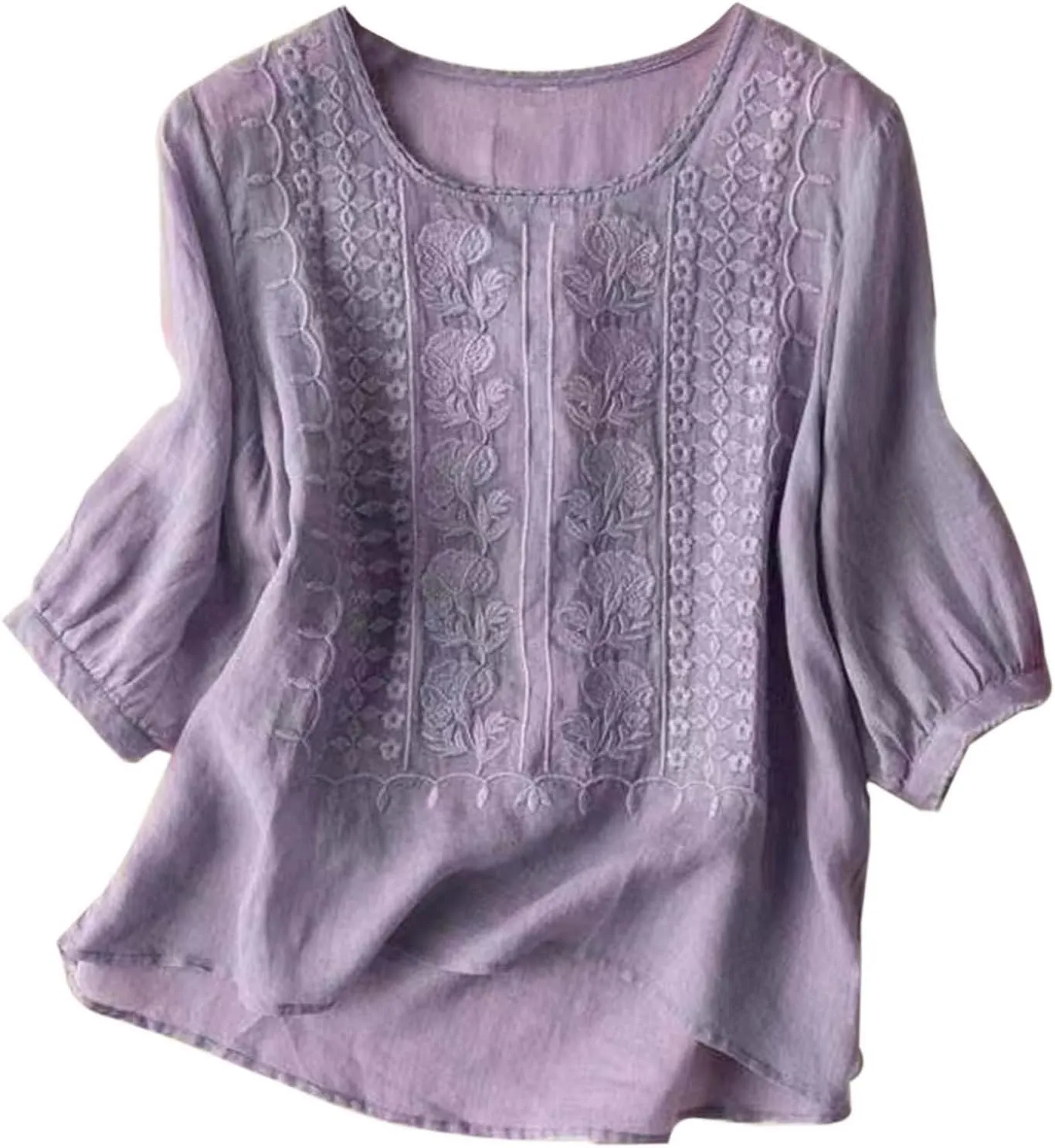 Women's Button Down Shirt V Neck Long Sleeve Linen Summer Casual Business Blouses Top Loose Fit Tee Shirts