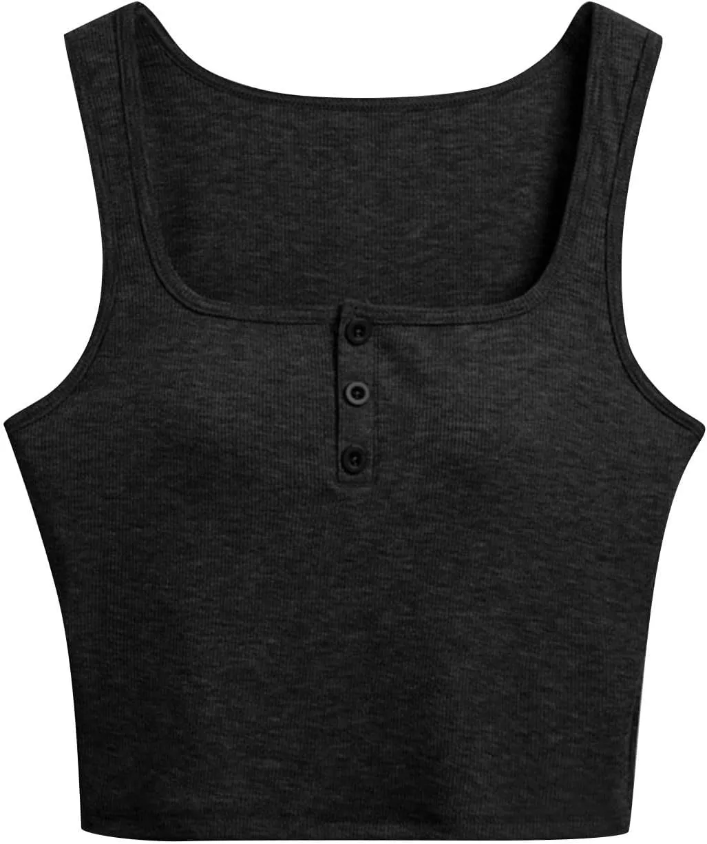 Women's Button Down Tank Tops Wide Strap Lightweight Breathable Quick Dry Pure Tanks Basic Cute Workout Shirts