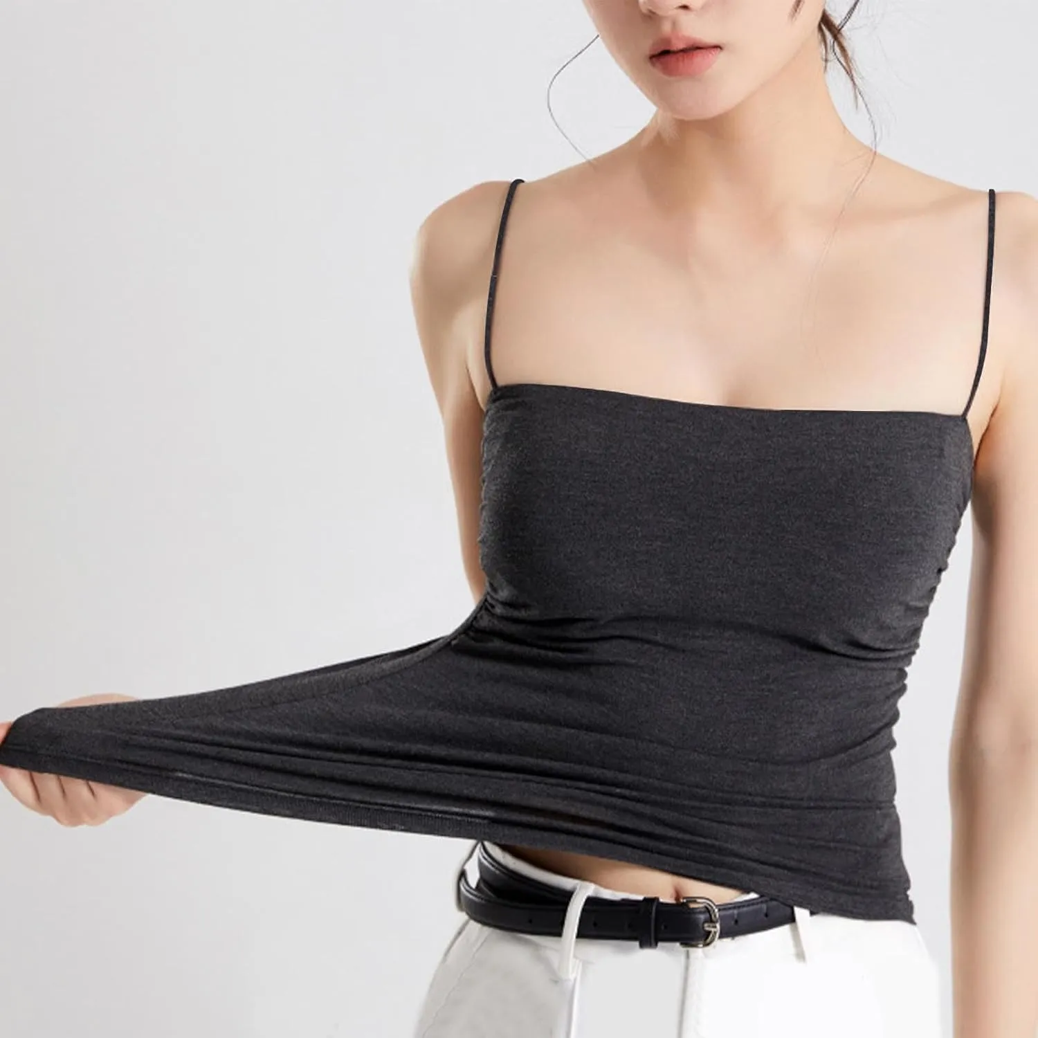 Womens Cami Tank Tops with Built in Bra Slim Fit Spaghetti Strap Shelf Bras Camisoles Summer Basic Padded Undershirts