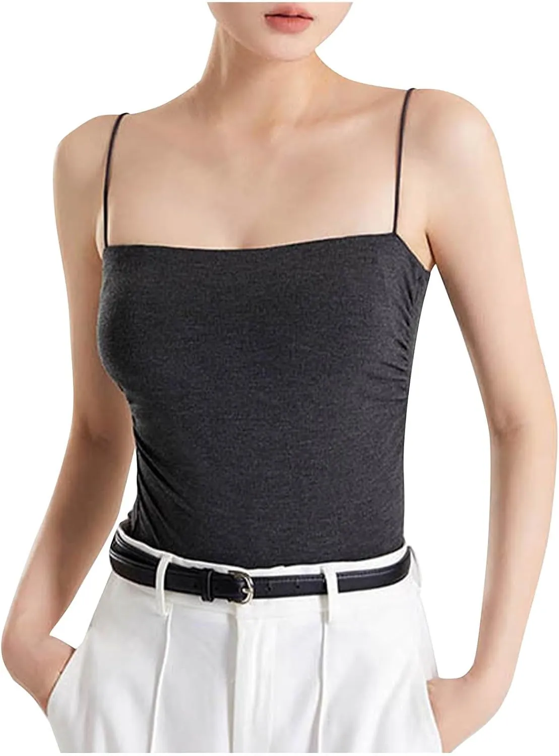 Womens Cami Tank Tops with Built in Bra Slim Fit Spaghetti Strap Shelf Bras Camisoles Summer Basic Padded Undershirts