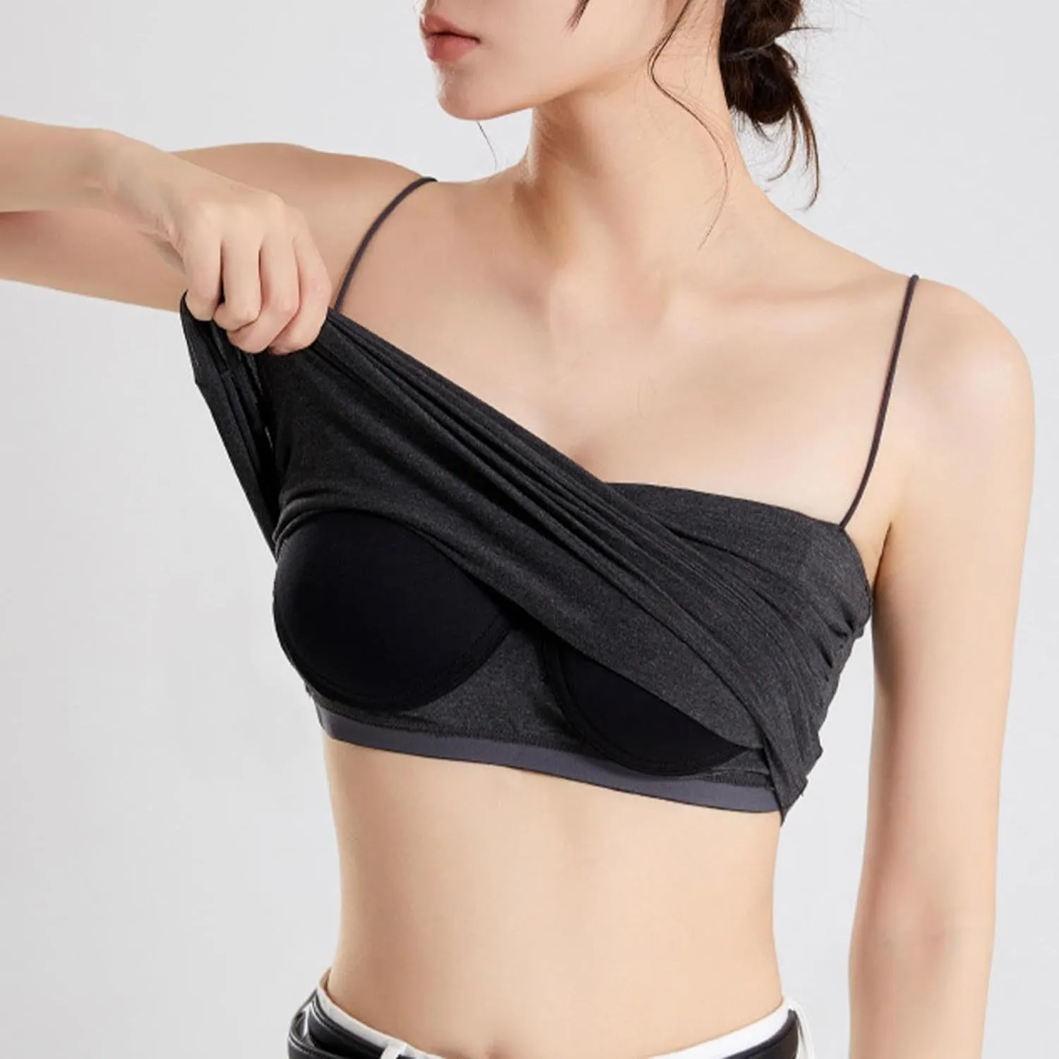 Womens Cami Tank Tops with Built in Bra Slim Fit Spaghetti Strap Shelf Bras Camisoles Summer Basic Padded Undershirts