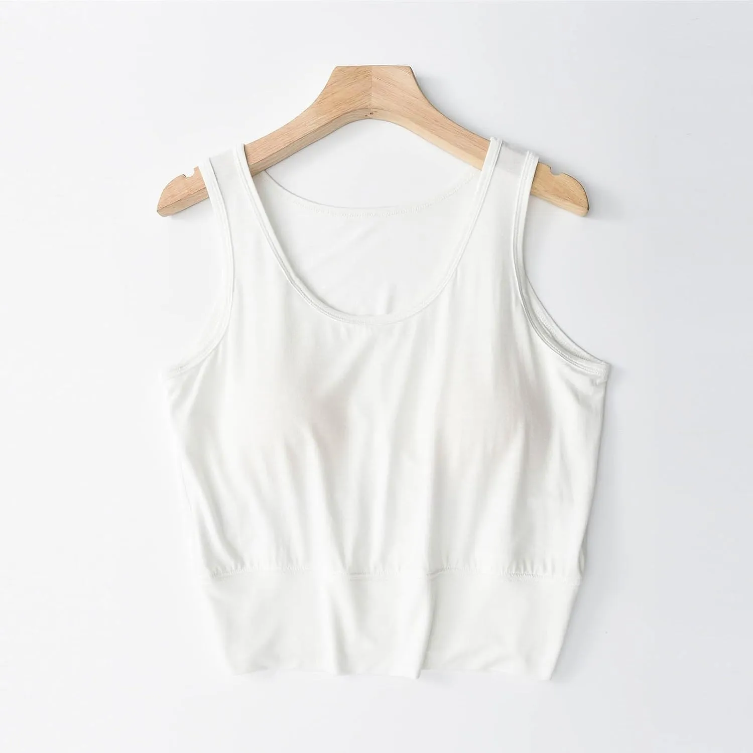 Womens Casual Modal Tank Tops with Built in Bra Basic Crop Padded Yoga Shirts Summer Loose Camisoles Undershirt