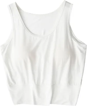 Womens Casual Modal Tank Tops with Built in Bra Basic Crop Padded Yoga Shirts Summer Loose Camisoles Undershirt