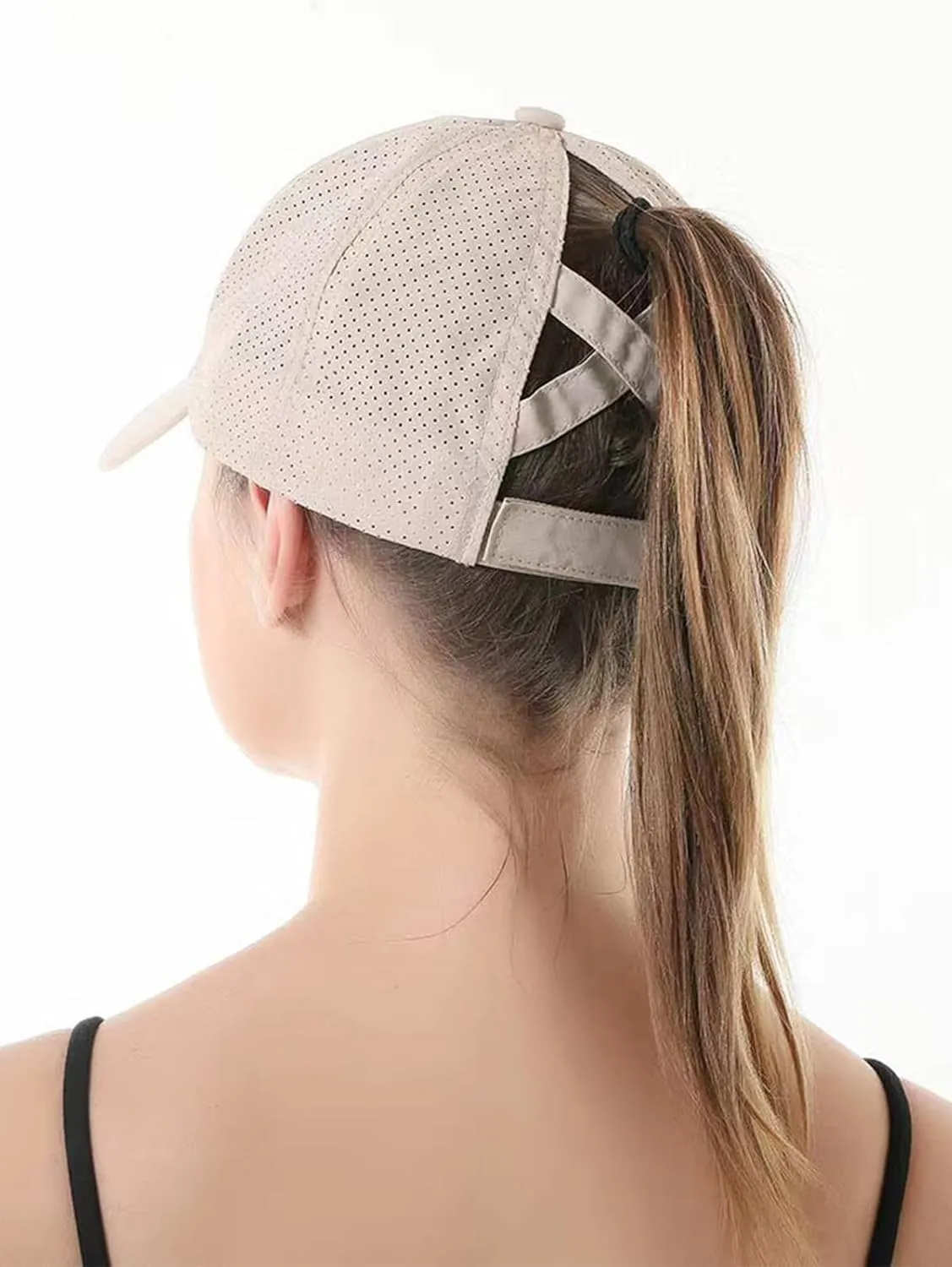 Womens Criss Cross Ponytail Baseball Cap Adjustable Messy Bun Mesh Quick Drying Hat