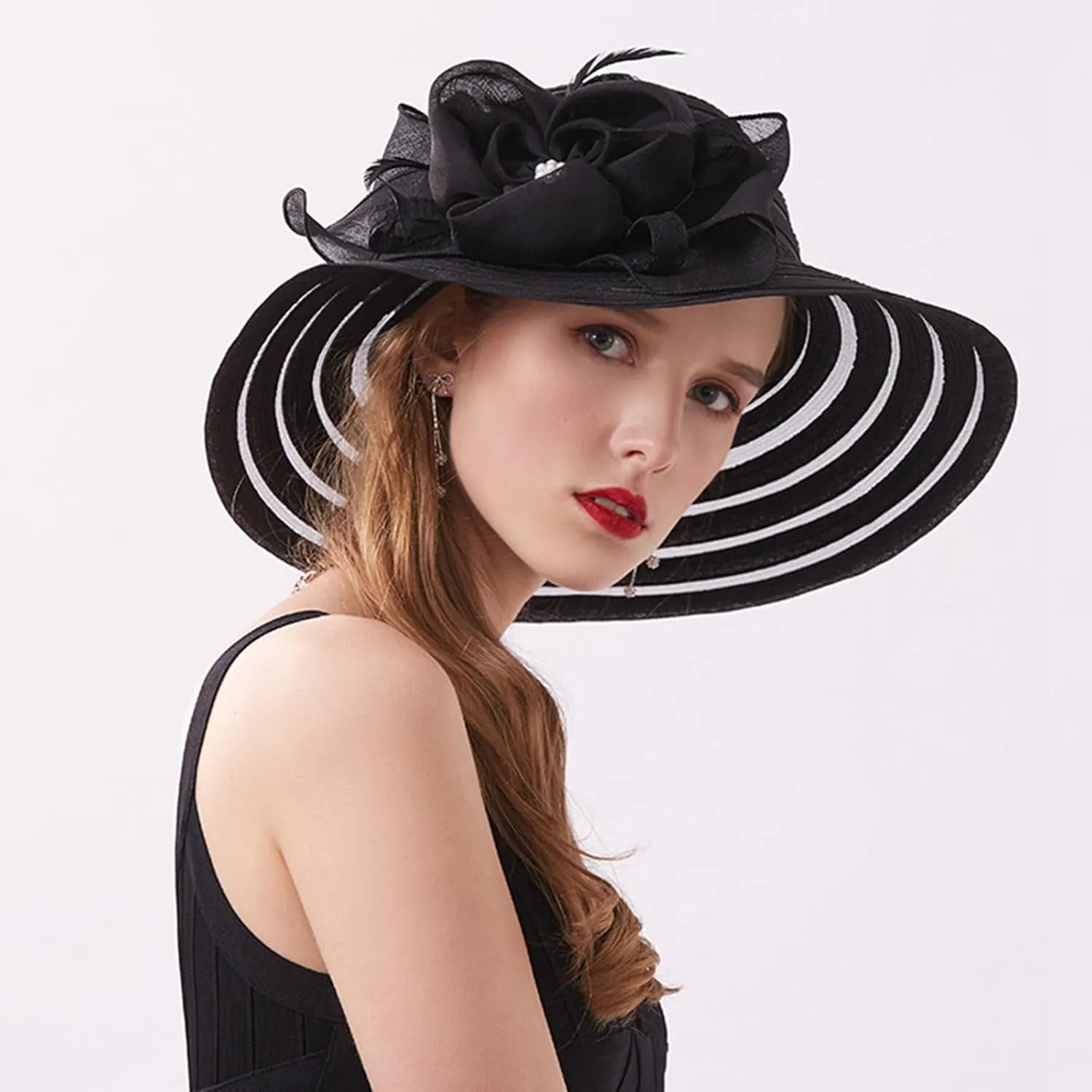 Women's Fashion Wide Brim Sun Hat with Lace Flower Detail Foldable Beach Cap Summer Outdoor Hat Circa Hats Hat Woman