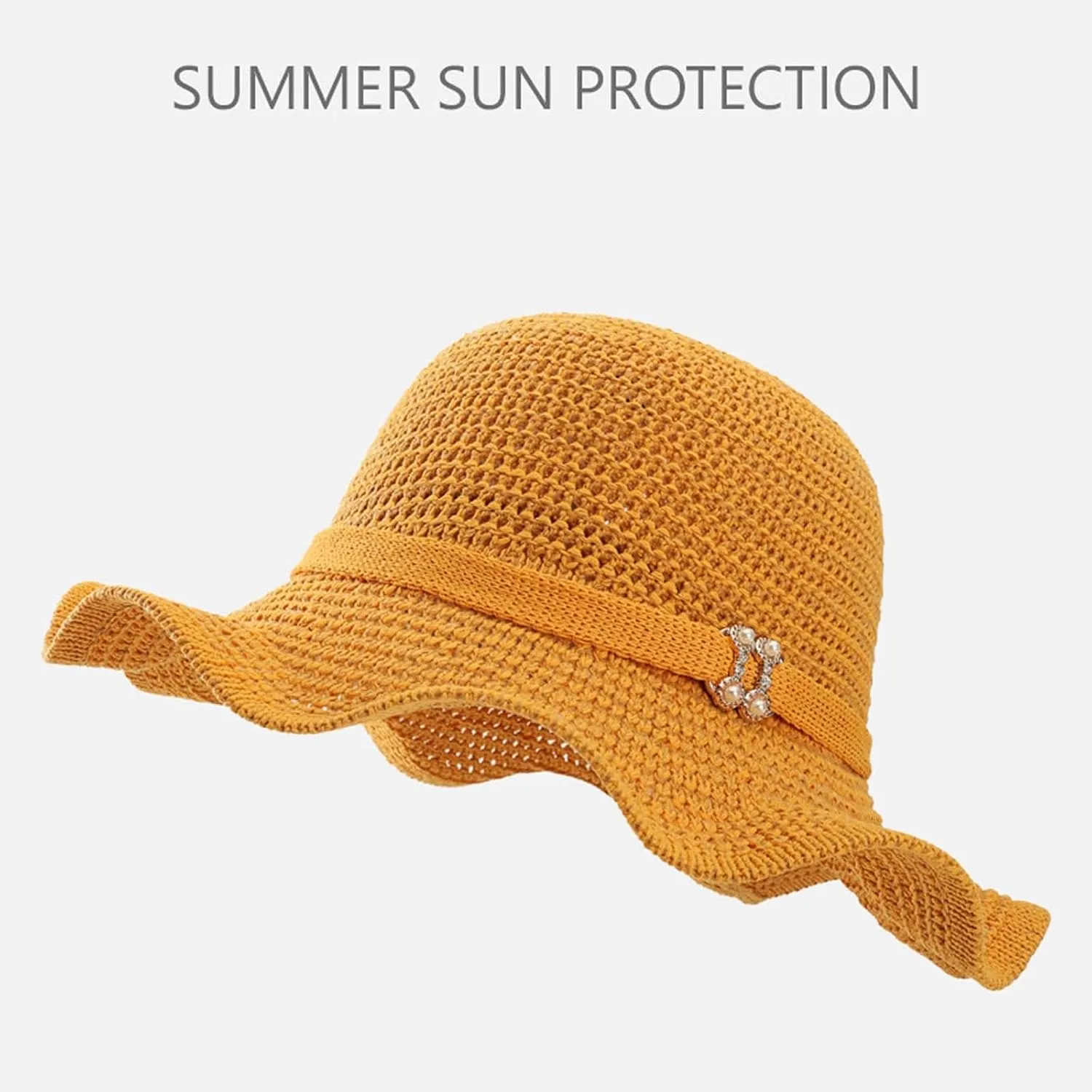 Womens Hat Summer Sun Hat Beach Tourism Hat Ruffle Edge Bow Sun Hat Shade Hats for Men