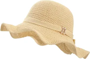 Womens Hat Summer Sun Hat Beach Tourism Hat Ruffle Edge Bow Sun Hat Shade Hats for Men