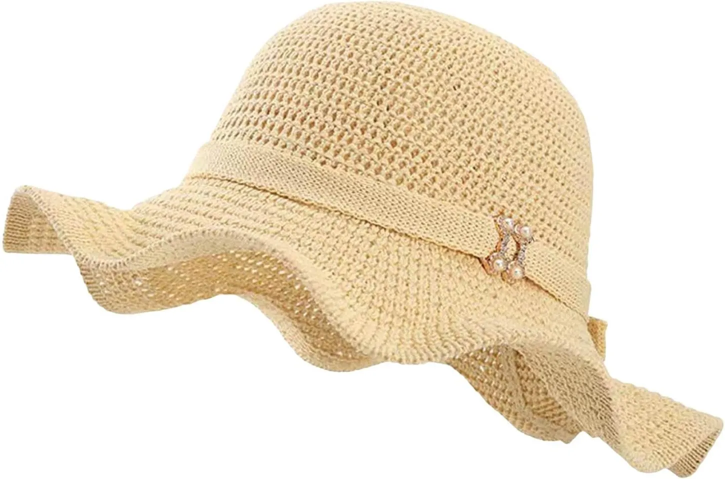 Womens Hat Summer Sun Hat Beach Tourism Hat Ruffle Edge Bow Sun Hat Shade Hats for Men