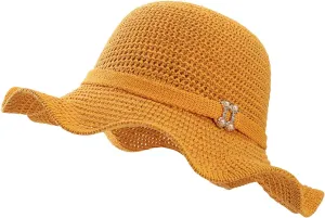 Womens Hat Summer Sun Hat Beach Tourism Hat Ruffle Edge Bow Sun Hat Shade Hats for Men