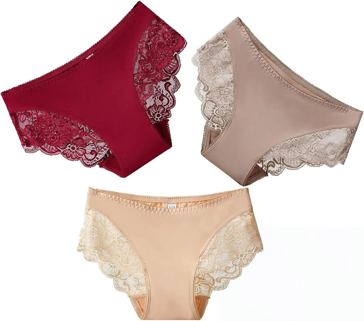 Womens High Waisted Underwear Panties Sexy Lace Hipster No Show Soft Stretch Cheeky Panties