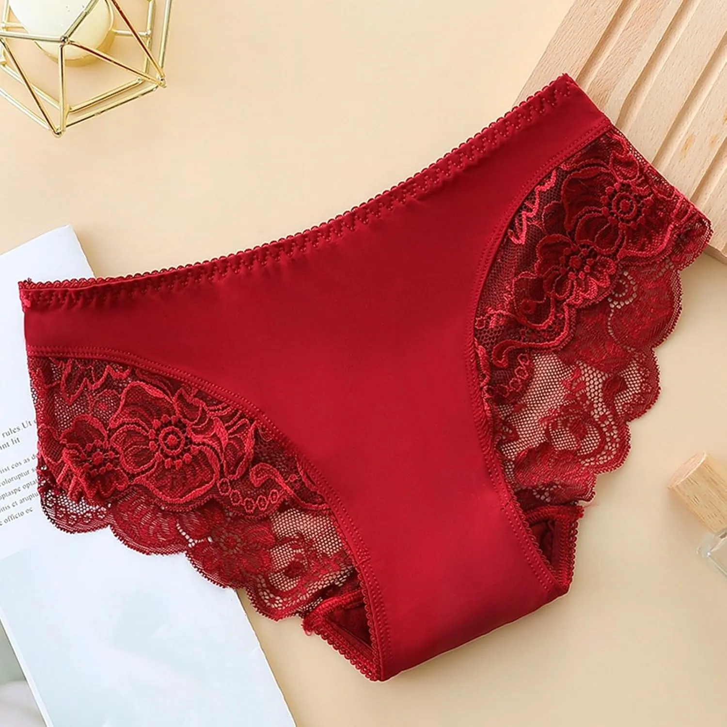 Womens High Waisted Underwear Panties Sexy Lace Hipster No Show Soft Stretch Cheeky Panties