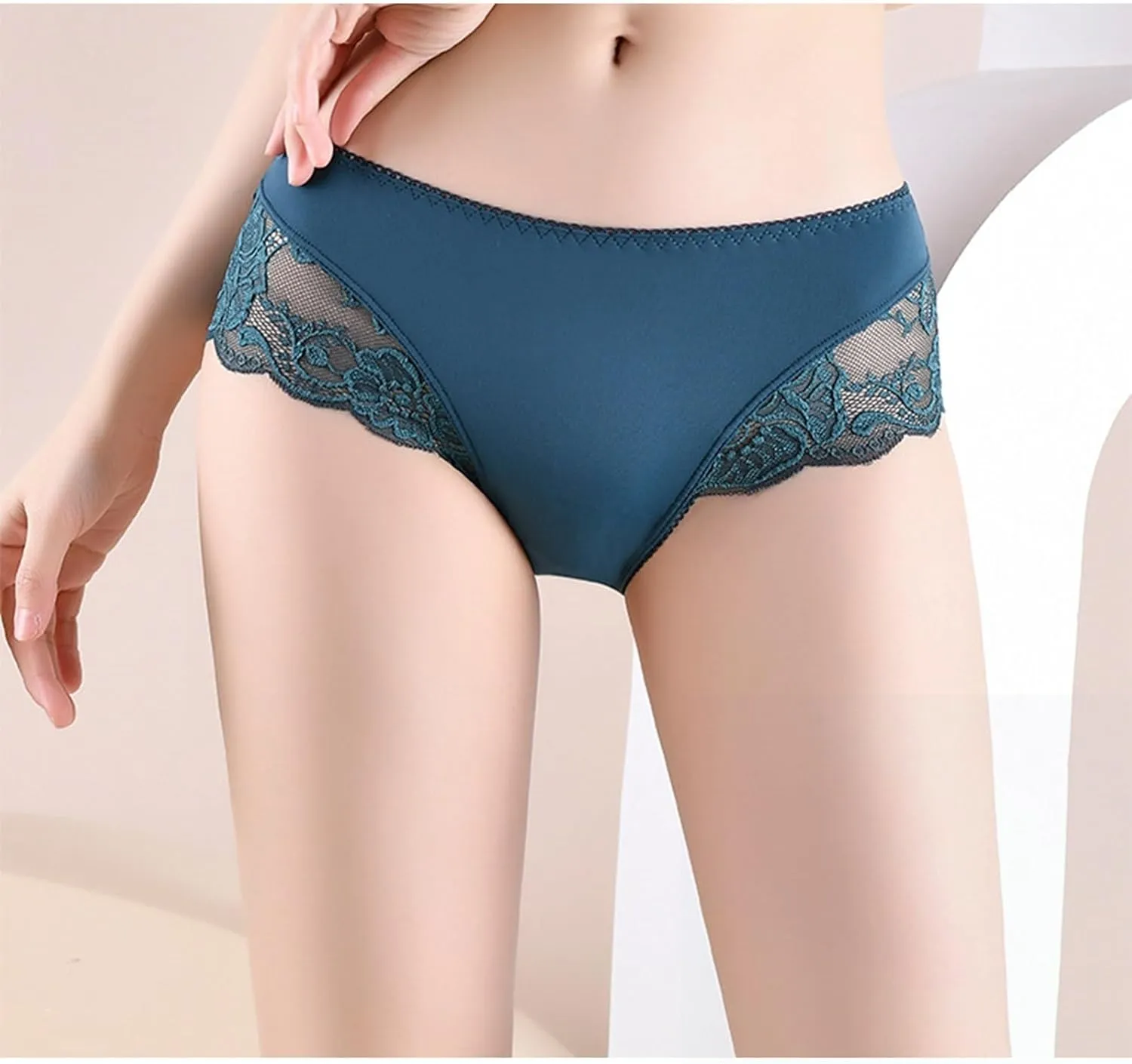 Womens High Waisted Underwear Panties Sexy Lace Hipster No Show Soft Stretch Cheeky Panties