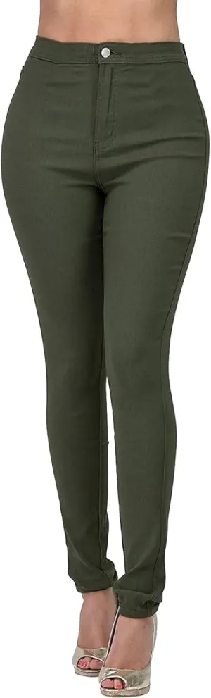 Women's Jeggings with Pockets, Skinny Fit Denim Look, High Waisted Stretchy Pull On Pants, Full-Length & Capri