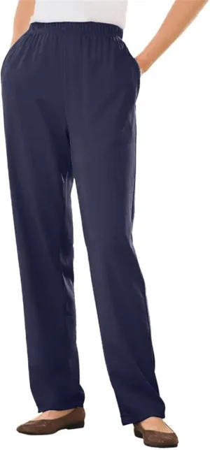 Women's Knit Pull on Sweatpants, Cotton Blend with Flat Front Waistband