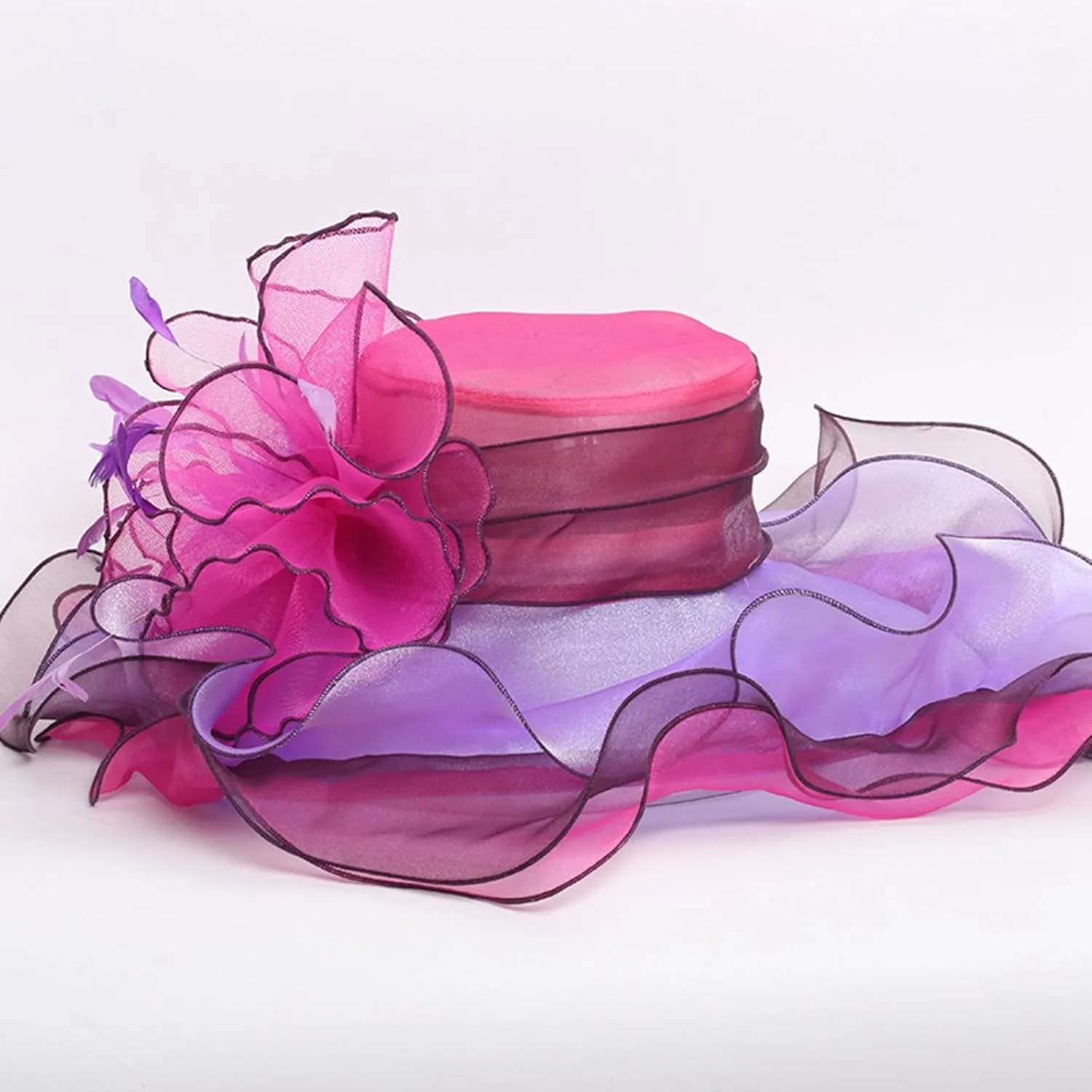 Women's Lace Mesh Flower Top Hat Summer Shade Foldable Sunblock Basin Hat Outdoor Large Rim Beach Sun Wicker Hat