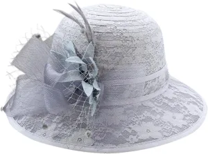 Women's Lace Mesh Flower Top Hat Summer Shade Foldable Sunblock Basin Hat Outdoor Large Rim Beach Sun Wicker Hat