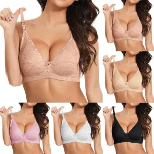 Women's Lingerie Sexy Lace Bra Push Up Effect Plus Size Bras Outfits Sheer Balconette Underwire Unlined Bralettes
