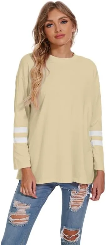 Women's Long Sleeve T Shirts Loose Casual Crewneck Tunic Tops Soft Blouse Oversized